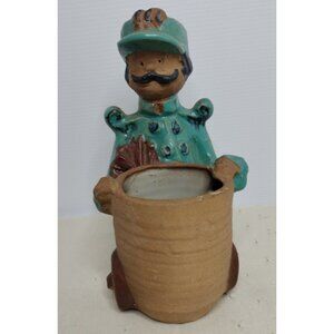 Vintage Helen Slater Metlox Folk Art Pottery Trash Man